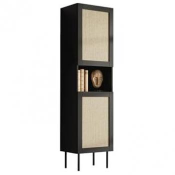 Estantería Charlotte R102 con puertas cerrables, aglomerado laminado y MDF, 190x50x40cm, color marrón claro