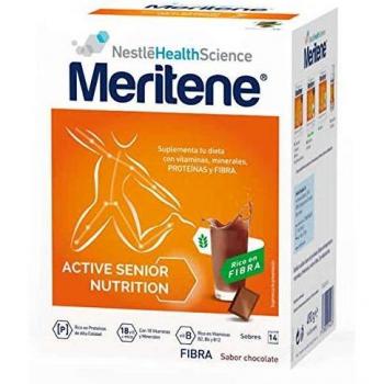 Meritene® Fuerza y Vitalidad Fibra - Formato Polvo - Chocolate - 14 sobres de 35 g - Suplementa tu nutrición y refuerza tu sistema inmune con vitaminas, minerales y proteínas.
