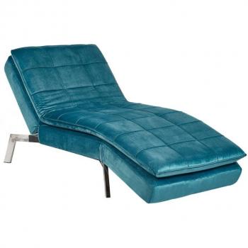 Chaise Longue de Terciopelo Verde Esmeralda Ajustable con Respaldo y Piernas Capitoneadas Loiret