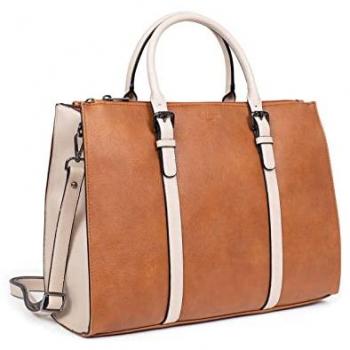 Bolso de Mano Hexagona 316105 Tierra/Marfil para Mujer, Dos Asas, 39,5 x 26,5 x 16 cm