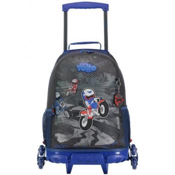 TOTTO Mochila Escolar Grande con 3 Ruedas Kross Gris