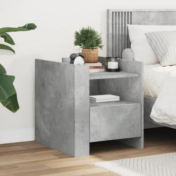 Mesita de noche de madera de ingeniería gris hormigón 45x50x50 cm Vidaxl