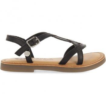 Sandalias de piel metalizada negras para niña Tilly
