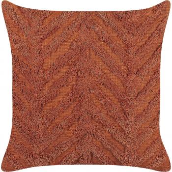Cojín decorativo de algodón naranja 45 x 45 cm con patrón geométrico y funda removible
