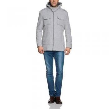 LTB - Abrigo con capucha de manga larga para hombre, talla 48, color gris