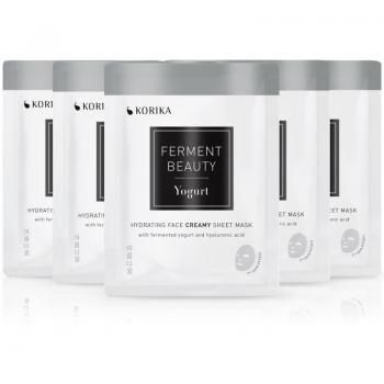 FermentBeauty Hydrating Face Sheet Mask Set with Fermented Yogurt and Hyaluronic Acid - 5 Masks