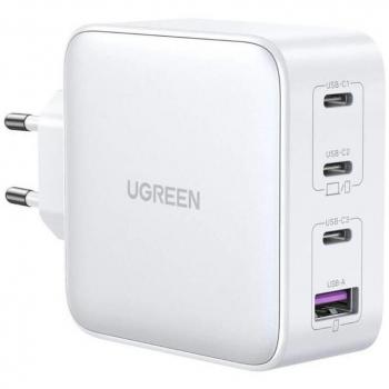 Cargador de pared rápido 100W GaN con USB-A + 3xUSB-C, color blanco