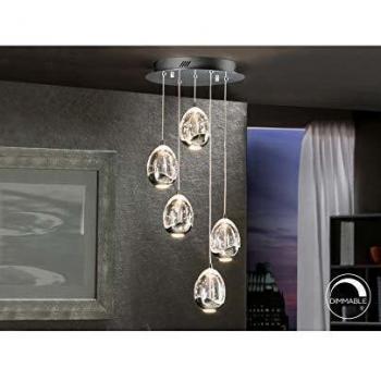 Lámpara de Techo LED Dimable Rocío Oro con 5 Luces y Control Remoto