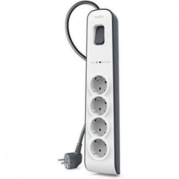 Belkin BSV400 SurgeStrip - Tira de protección contra sobretensiones de 4 vías con cable de alimentación de 2 m, blanco