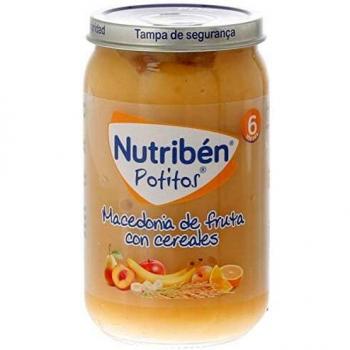 Nutribén Potitos de Macedonia de Frutas con Cereales Desde los 6 Meses, 235g, Pack de 1