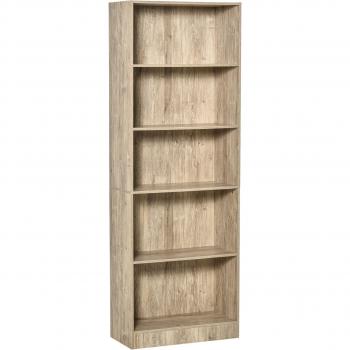 HOMCOM Librería Estantería de 5 Niveles con 3 Baldas Ajustables Sistema Antivuelco para Almacenaje en Salón Oficina Estudio, Dimensiones 63x29,5x176