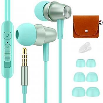 Bulees Auriculares, estéreo de Alta fidelidad, Graves Profundos, Bonitos Auriculares pequeños con micrófono y Control de Volumen para teléfonos Inteligentes, MP3/4
