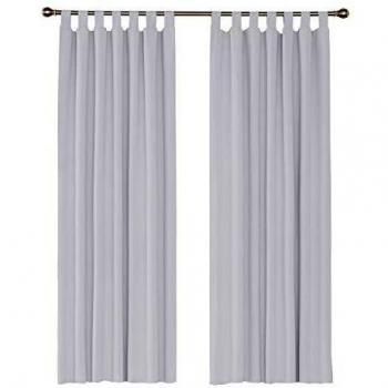 Amazon Brand - Umi Cortinas de Salon Modernas para Ventana Dormitorio Termicas Aislantes con Trabillas 2 Piezas 140 x 260 cm Gris Blanco