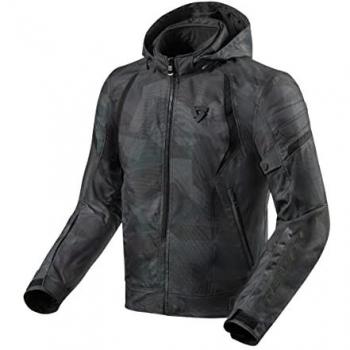 Revit Flare 2 Chaqueta textil de motocicleta con capucha, color negro, camuflaje negro y gris, multicolor y darkcamo, talla S