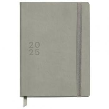 Agenda Anual 2025 Miquelrius 155x213 mm Día Página Gris Basics, Cubierta Símil Piel, Papel Sostenible 100 g/m², Cierre Goma