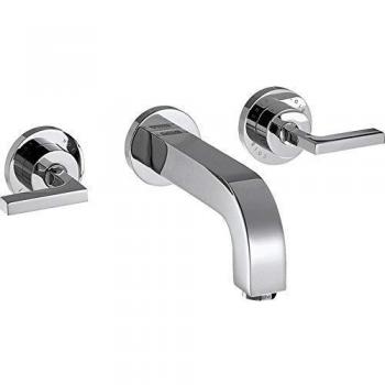 Hansgrohe 3 Loch Waschbeckenarmatur Axor Citterio Wand Fertigset kurzchrom mit Hebelgriffen 39315000