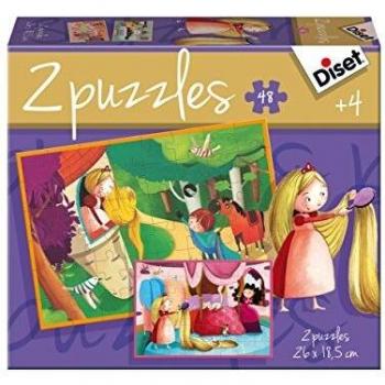 Diset - Puzzle Cuentos clásicos con diseño Rapunzel, 2 x 48 Piezas