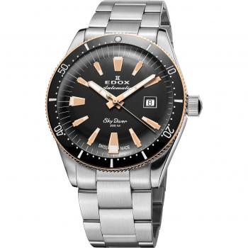Edox Skydiver Limited Edition 300M Automatic Men's Diver Watch with Black Dial