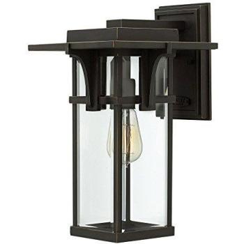 Lámpara de pared Manhattan mediana, bronce frotado con aceite, vidrio frotado, IP44, E27
