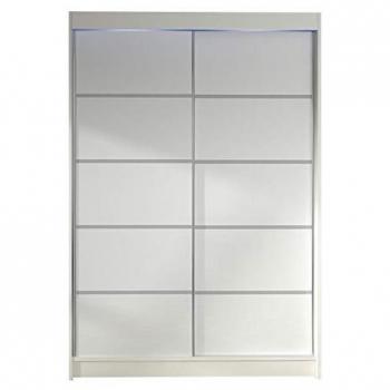 Armario Corredero Atlanta 150, Blanco, 200x120x58cm, Con Iluminación LED y 5 Estantes