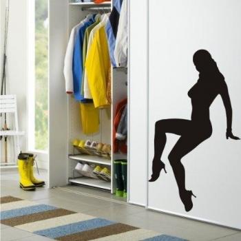 INDIGOS UG Vinilo Decorativo para Pared Mujer Atractiva de la Muchacha W490 120x68 cm, Negro, 80x8x68 cm