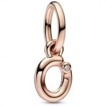 Pandora Rose Gold Letter O Script Alphabet Dangle Charm with Zirconia