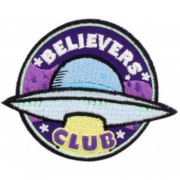 Parche termoadhesivo Believers Club de Grindstore, tamaño único azul/morado