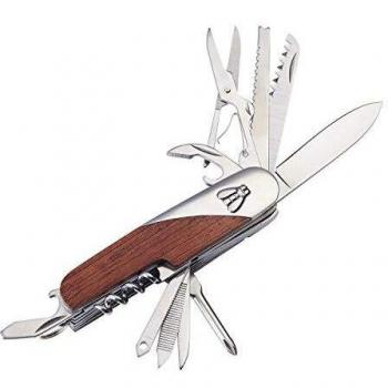 LAGUIOLE - Cuchillo Multifuncional - Mango de Palo de Rosa - 11 Funciones - con Estuche de Cuero - - Marrone