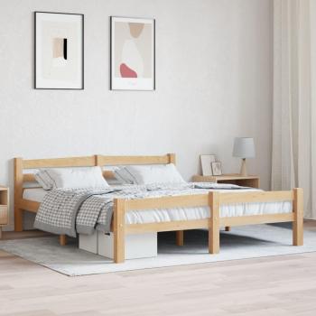 Estructura de cama de madera de pino maciza 160x200 cm Vidaxl Marrón