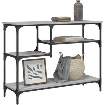 Mesa consola con estantes 100x35x75 cm Negro, Roble Sonoma, Roble ahumado - Mesa de sofá, Mesa de Entrada para Salón, Consola de Entrada, Mueble Recibidor, Mesita, Mesa