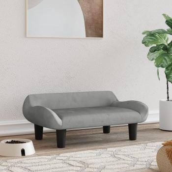 Cama para perros de terciopelo gris claro 70x40x24 cm