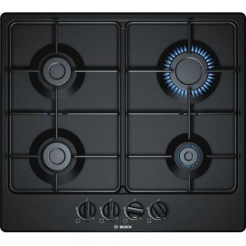 Bosch PGP6B6B80 - Piano Cottura a Gas 4 Zonas 60 cm Negro con Grillas de Acero Esmaltado y Potencia Total de 7500 W