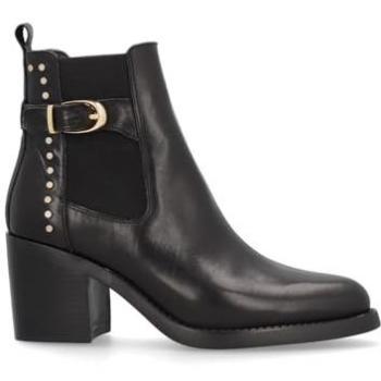 Botines de mujer Alpe 5201 de piel de becerro con suela antideslizante y cierre de cremallera en color negro, talla 36