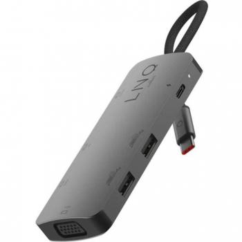 LINQ byELEMENTS 7-in-1 Triple Display USB-C Multiport Adapter Hub, USB 3.2 Gen 1 (3.1 Gen 1) Type-C, Black LQ48019