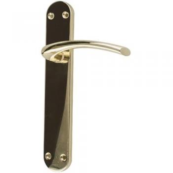 Manilla Curva Placa 255mm Latón Brillo - Manivela Handlock Curva Oro Brillo