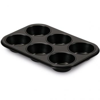 Guardini, Gardenia, Molde para 6 Muffins 18,5x27cm. Material: Acero con Revestimiento Antiadherente, Color Negro.