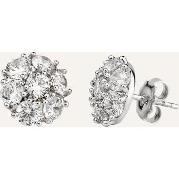 Pendientes Vidal & Vidal Esentials flor con circonitas blancas y acabados en rodio