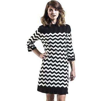 Dancing Days Vanilla Mujer Vestido Corto Negro-Blanco L, 70% Viscosa, 30% nilon,