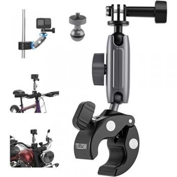 Telesin 360° Aluminum Alloy Universal Handlebar Clamp Mount for Action Cameras