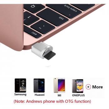 USB C Lector de Tarjetas portátil para Tarjetas Micro SD, Micro SD para Tipo C Adaptador USB OTG