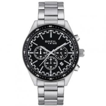 Reloj de Hombre Breil EW0570 - Cronógrafo Cuartz con Esfera Negra y Brazalete de Acero Plateado
