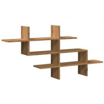 Estante de Pared de Madera Ingeniería Roble Artisan 124,5x18x60,5 cm, Estante Flotante de Exhibición