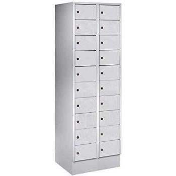 Armario de Compartimentos Pequeños Wolf 20 Scomparti, Acero, Cerradura Cilíndrica, Dimensiones B 600 x H 1800 mm, Color Gris Claro RAL 7035