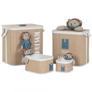Cesto para la Ropa Sucia Home ESPRIT Verde Natural Infantil 44 x 44 x 45 cm 4 Piezas