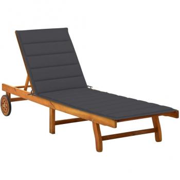 Tumbona de jardín de madera maciza de acacia con almohada pesada