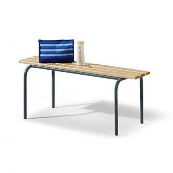 Banco para vestuarios apilable de madera maciza, longitud 1200 mm, estructura gris basalto