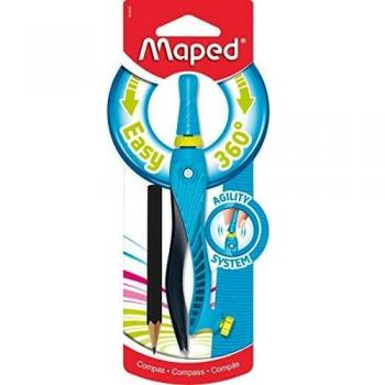 Compás Maped Agility 360° con Anillo, Ideal para Principiantes, Variedad de Colores