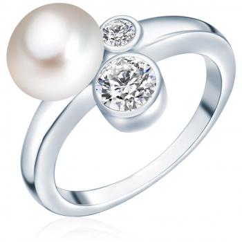 Pendientes de Perlas de Agua Dulce con Circonitas en Plata de Ley y Anillo a Juego - Valero Pearls