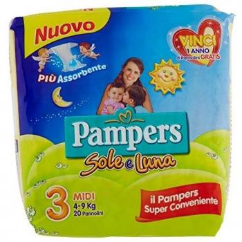 240 Pañales para bebé talla 3 Pampers Sole y Luna Pañal para bebé talla Midi