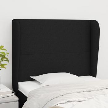 Cabecero de tela negro con orejas 103x23x118/128 cm